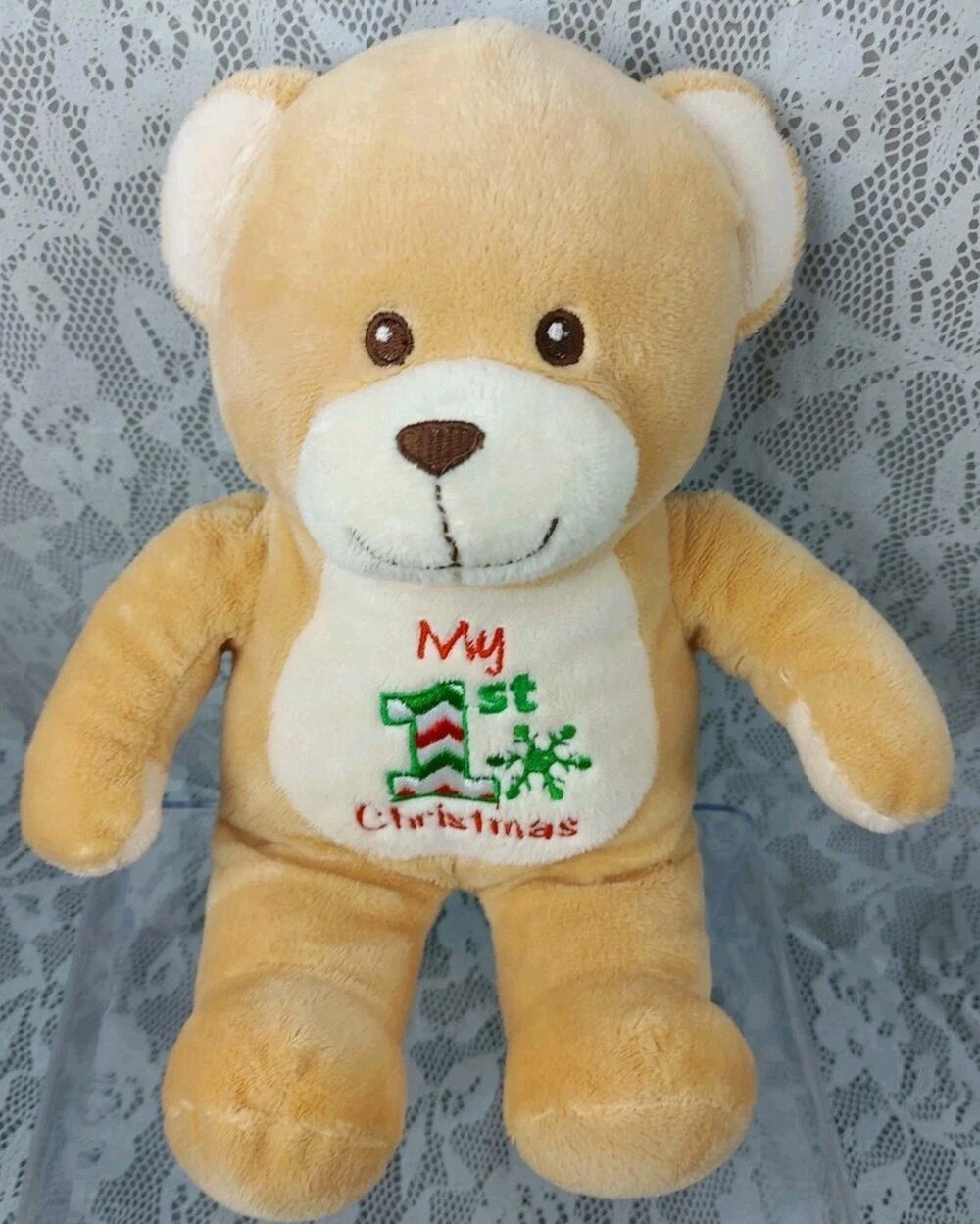 Dan Dee Teddy Bear Plush My 1st Christmas First Baby Brown White 12" Stuffed Toy